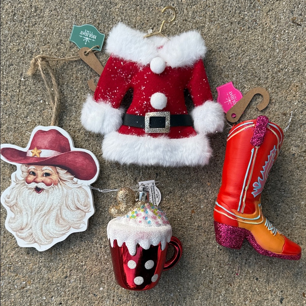 Festive Christmas Ornaments Set (4) - NWT